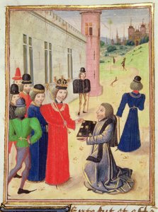 Harl 4380 f.233v Froissart představuje svou knihu Richardovi II., z Froissart