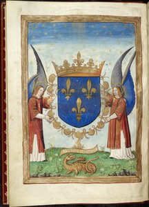 Harley 4939 f. 6v, Armorial page from History of the Wars of the Romans