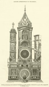 Orloj katedrály ve Štrasburku (rytina) od French School