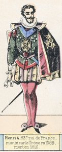 Henri 4, 63. král Francie, nastoupil na trůn v roce 1589, zemřel v roce 1610 (barevná rytina) od French School