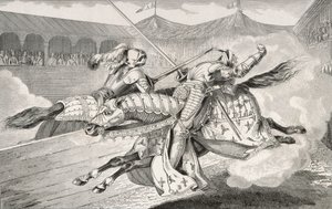 Henri II (1519-59) je smrtelně zraněn při klání během svatebních oslav své dcery, z „Histoire de France“ od Colarta, vydané kolem roku 1840 H od French School