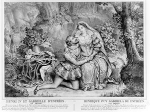 Henri IV (1553-1610), francouzský král a Gabrielle dEstrees (1573-99) od French School
