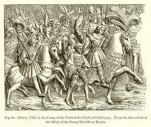 Jindřich VIII. v táboře pole zlatého plátna (1520) od French School