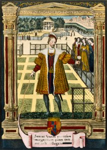 Jindřich dAlbret (1503–1555), král Navarry darující květinu Markéty Markétě, sestře krále Františka I., s níž se oženil v roce 1527 od French School