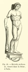 Herkules, bronz, nalezeno v Seině, Paříž (rytina) od French School
