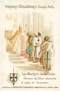 Hermann von Salza, velmistr Řádu německých rytířů, přináší usmíření mezi papežem Řehořem IX. a císařem Fridrichem II. od French School