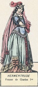 Hermentrude, manželka Karla I. (barevná rytina) od French School