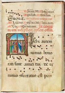 Svatí apoštolové, graduál, f.94 (inkoust, tempera a plátkové zlato na pergamenu) od French School