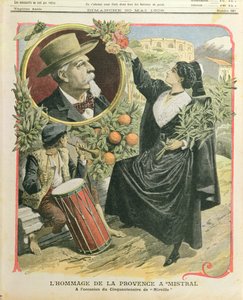 Pocta Fredericu Mistralovi (1830-1914) k padesátému výročí vydání Mireille, ilustrace z Le Petit Journal, 30. května 1909 od French School