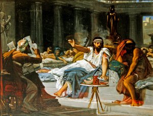 Homer baví dvůr (olej na plátně) od French School