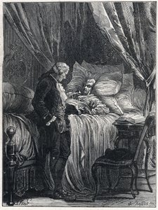 Honore Gabriel (Honore-Gabriel) Riqueti, hrabě z Mirabeau (1749-1791) na smrtelné posteli se svým lékařem Georgesem Cabanisem (1757-1808) v roce 1791. od French School