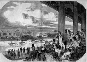 Koňské dostihy na hypodromu Chantilly v roce 1858. od French School