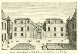 Hotel de Bizeuil, rue Vieille-du-Temple; faksimile rytiny od J Marota od French School