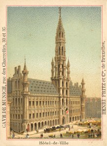 Hotel de Ville, Grand Place, Brusel (chromolitho) od French School