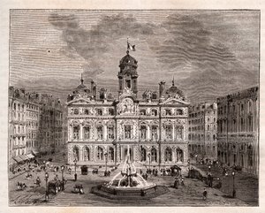 Hotel de Ville de Lyon - - rytina v „“ La France illustree: geografie, historie, statistická správa““ od V.A. Sladově hnědá. 1884 od French School