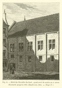 Hotel du Chevalier du Guet, který do roku 1860 sloužil jako radnice ve 4. obvodu, zbořen kolem roku 1864 od French School