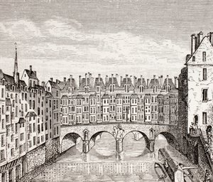 Domy na mostě Saint-Michel, Paříž, 1875 od French School