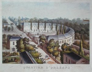 Projekt bydlení (dokončeno) v Quartier Orleans, rue Halle, kolem 1840-50 (barevné lito) od French School