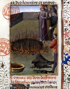 Jak depecerovat kance - v „“ Lovecké knize Gastona Phoebuse, hraběte z Foix, Lord of Bearn““ od French School