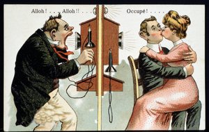 Humorná pohlednice na telefonu, deb. 20. století. od French School