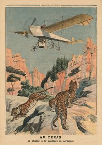 Lov panterů z letadla v Texasu, ilustrace z 