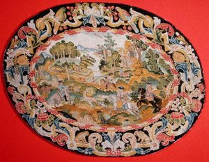 Lovecká scéna, cca 1710-35 (výšivka na plátně) od French School