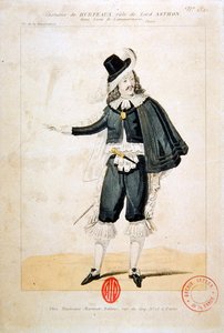 Hurteaux v roli Lorda Enrica Ashtona v opeře Lucie de Lammermoor od Gaetana Donizettiho (1797-1848) (barevná rytina) od French School