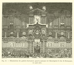 Osvětlení galerií Louvru k narození Monseigneura vévody z Burgundska, 25. srpna 1682 od French School