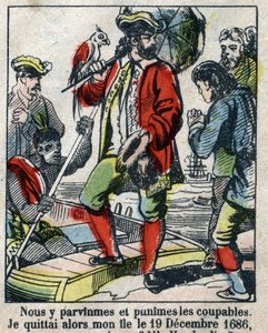Ilustrace ke knize Daniela Defoe (De foe) „“ Robinson Crusoe““. Epinal zobrazování z konce 19. století. od French School