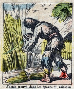 Ilustrace ke knize Daniela Defoe (De foe) „“ Robinson Crusoe““. Epinal zobrazování z konce 19. století. od French School