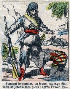 Ilustrace ke knize Daniela Defoe (De foe) „“ Robinson Crusoe““. Epinal zobrazování z konce 19. století. od French School