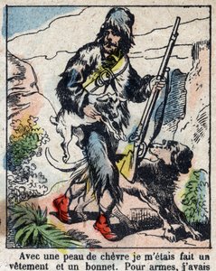 Ilustrace ke knize Daniela Defoe (De foe) „“ Robinson Crusoe““. Epinal zobrazování z konce 19. století. od French School