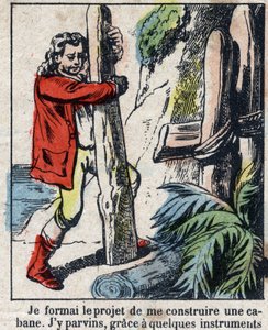 Ilustrace ke knize Daniela Defoe (De foe) „“ Robinson Crusoe““. Epinal zobrazování z konce 19. století. od French School
