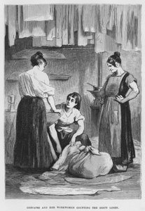Ilustrace pro The Assommoir, A Realistic Novel, Emile Zola (rytina) od French School