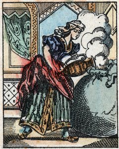 Ilustrace k Pohádkám tisíce a jedné noci. Ali-Baba (Ali Baba). Dřevoryt z Imaging Pellerin - Epinal, sd. Konec 19. století. od French School