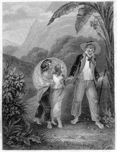 Ilustrace „Paul a Virginie““. Roman Henri Bernardin de Saint Pierre (Saint-Pierre nebo St-Pierre), francouzský spisovatel (1737-1814). od French School
