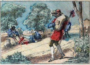 Ilustrace bajky Jean de la Fontaine (1621-1695): vlk se stal pastýřem. Epinal imaging z konce 19. století. od French School