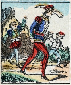 Ilustrace příběhu „The Adventures of Grand Flandrin““ Dřevoryt od Imaging Pellerin - Epinal, sd. Konec 19. století. od French School