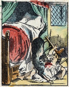 Ilustrace příběhu „Červená karkulka“ od Charlese Perraulta. Dřevoryt od Imaging Pellerin - Epinal, sd. Konec 19. století. od French School