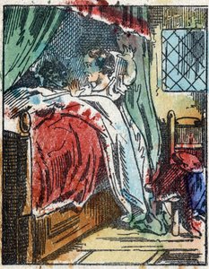 Ilustrace příběhu „Červená karkulka“ od Charlese Perraulta. Dřevoryt od Imaging Pellerin - Epinal, sd. Konec 19. století. od French School