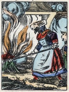 Ilustrace pohádky „Vlk, koza a sedm biketů“ Dřevoryt od Imaging Pellerin - Epinal, sd. Konec 19. století. od French School