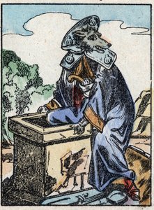 Ilustrace pohádky „Vlk, koza a sedm biketů“ Dřevoryt od Imaging Pellerin - Epinal, sd. Konec 19. století. od French School