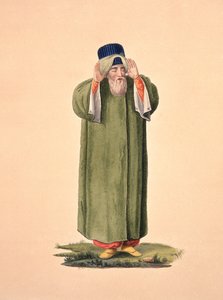 Imam Calling to Prayer, pravděpodobně Cousinery, osmanské období, třetí čtvrtina 18. století (wc na papíře) od French School