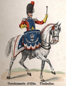 Imperial Guard Napoleon I: Elite Gendarmerie - Timbalier. Talíř z knihy Les Uniforms de l