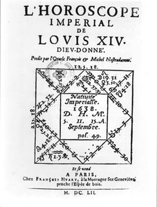 Císařský horoskop Ludvíka XIV. (1638-1715) od Michela Nostradama (1503-66) vydal Francois Huart v Paříži 1652 od French School
