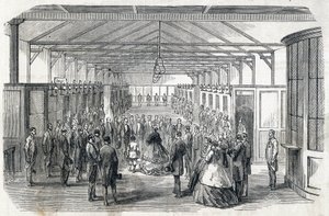 Impress Eugenie a Imperial Prince navštíví Bank of France, 23. června 1866 - - rytina v Le MONDE Illustrous DU 07.07.1866 od French School