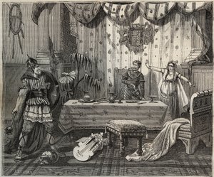 V roce 978 Lothaire (941-986), král franků (Lothair) vstoupil do paláce Otty II Svaté říše (955-983) a jeho manželky Theophano nebo Theophanu nebo Theophania Skleraina (655-991) v Cáchách, ale císařské rodině se podařilo zachytit. ilustrace i od French School
