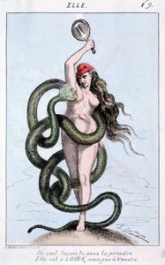 Dá se to vzít na sto způsobů, je to k pronájmu, ale ne na prodej (Thiers en serpent obklopuje Marianne). od French School