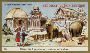 Před sedmi chrámy v oblasti Madras (chromolitho) od French School