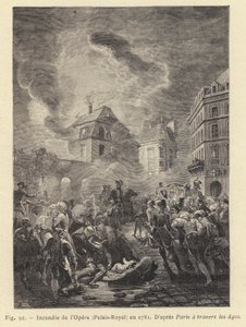 Požár v opeře, Palais-Royal, v roce 1781 (rytina) od French School